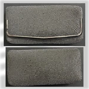 Sequined Clutch Bag with Chain • Silver accents • Used Once